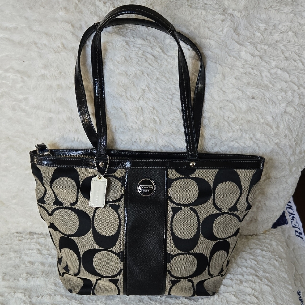 Coach Black and Tan Tote Bag
